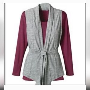 NWT Coldwater Creek Waterstone Tie Front Vest Heathered Gray